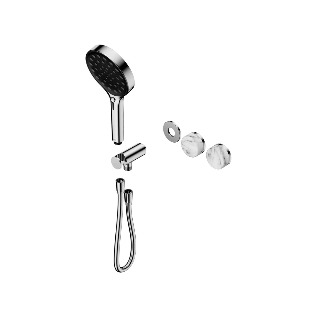 Nero Serenity Progressive Shower System Trim Kit - Arabescato Corchia Handle & Hand Shower