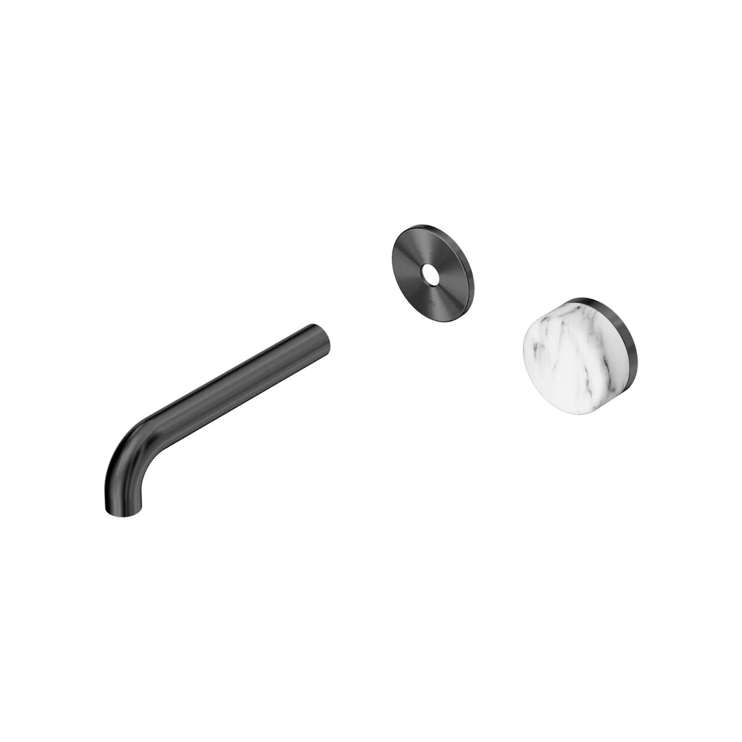 Nero Serenity Progressive Wall Basin Mixer Trim Kit 160/185/220mm - Arabescato Corchia Handle