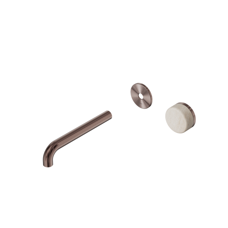 Nero Serenity Progressive Wall Basin Mixer Trim Kit 160/185/220mm - Rome Travertine Handle - Design 10