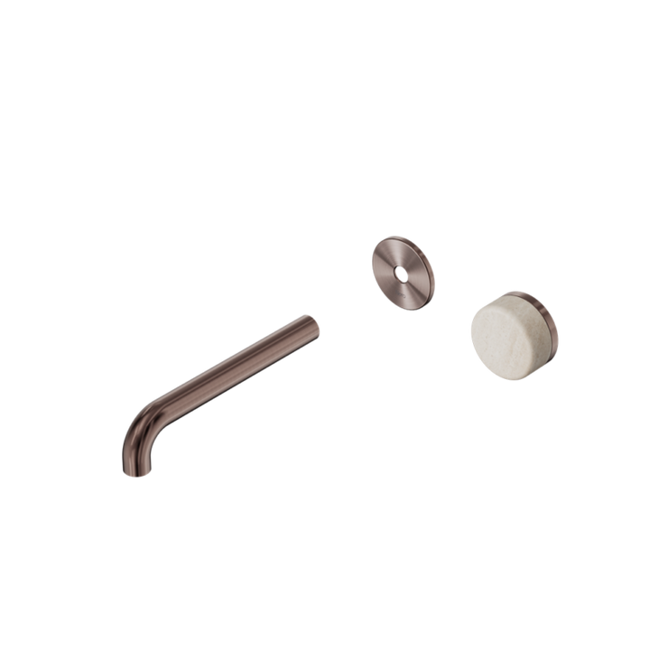 Nero Serenity Progressive Wall Basin Mixer Trim Kit 160/185/220mm - Rome Travertine Handle - Design 10