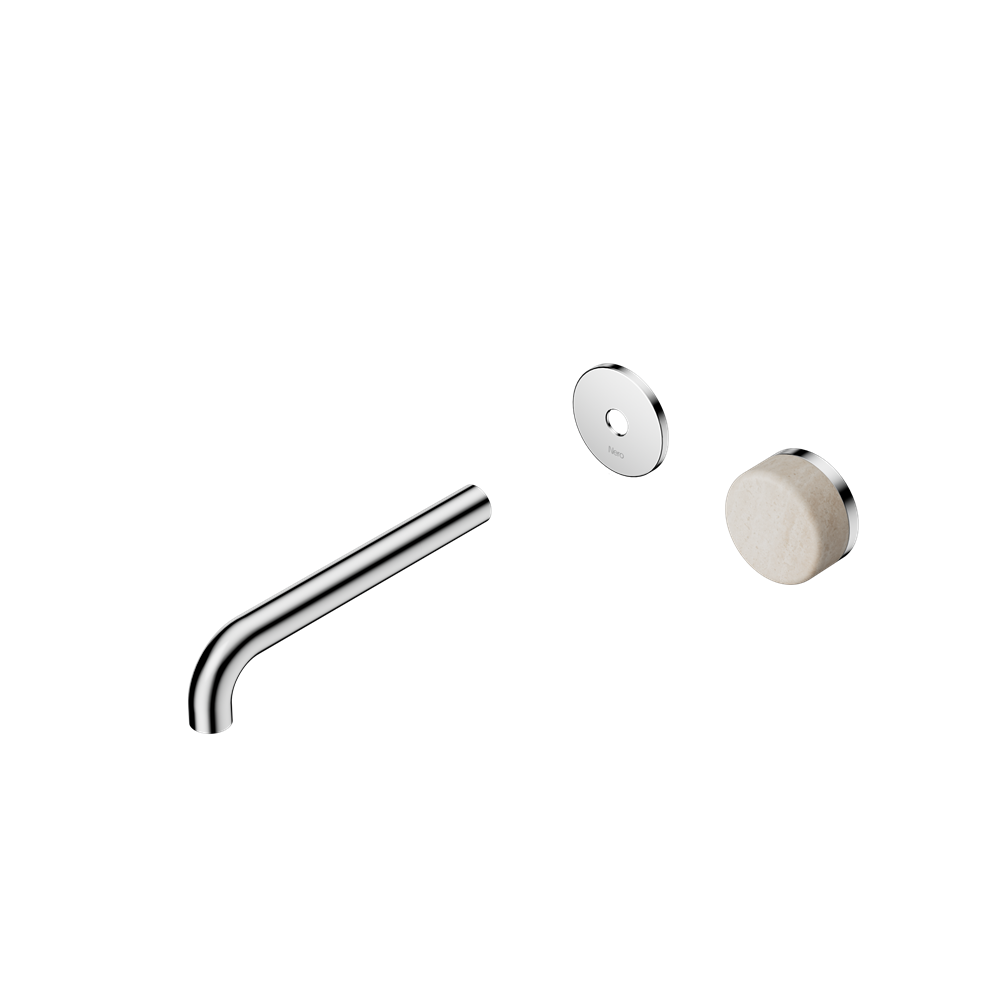 Nero Serenity Progressive Wall Basin Mixer Trim Kit 160/185/220mm - Rome Travertine Handle - Design 10