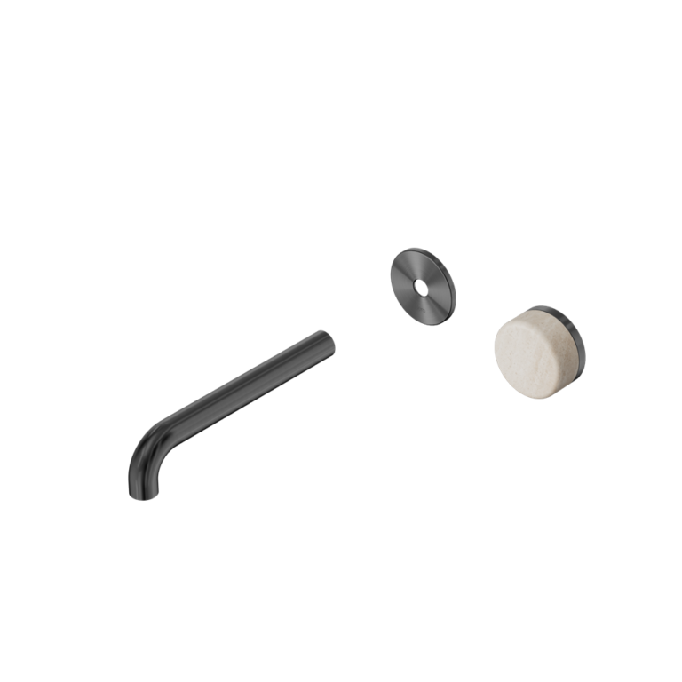 Nero Serenity Progressive Wall Basin Mixer Trim Kit 160/185/220mm - Rome Travertine Handle - Design 10