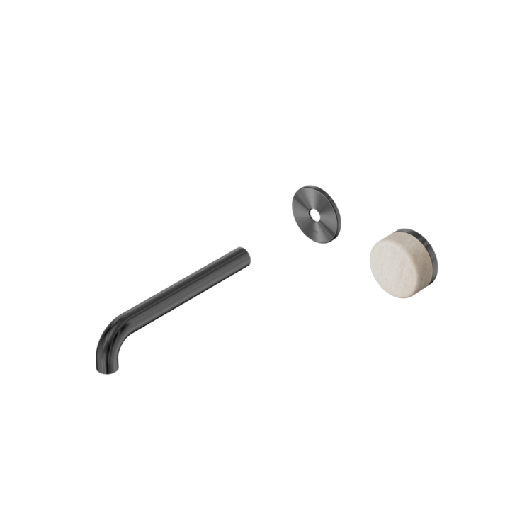 Nero Serenity Progressive Wall Basin Mixer Trim Kit 160/185/220mm - Rome Travertine Handle - Design 10