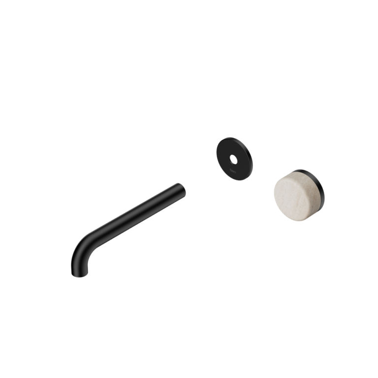 Nero Serenity Progressive Wall Basin Mixer Trim Kit 160/185/220mm - Rome Travertine Handle - Design 10