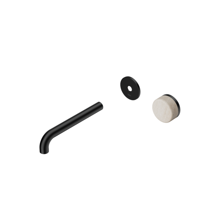 Nero Serenity Progressive Wall Basin Mixer Trim Kit 160/185/220mm - Rome Travertine Handle - Design 10
