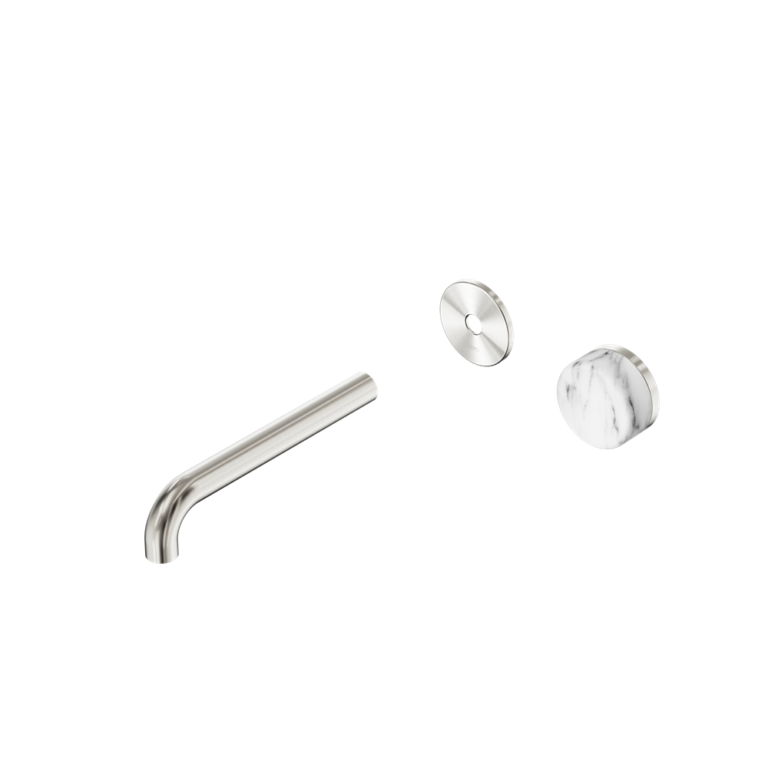 Nero Serenity Progressive Wall Basin Mixer Trim Kit 160/185/220mm - Arabescato Corchia Handle - Design 10