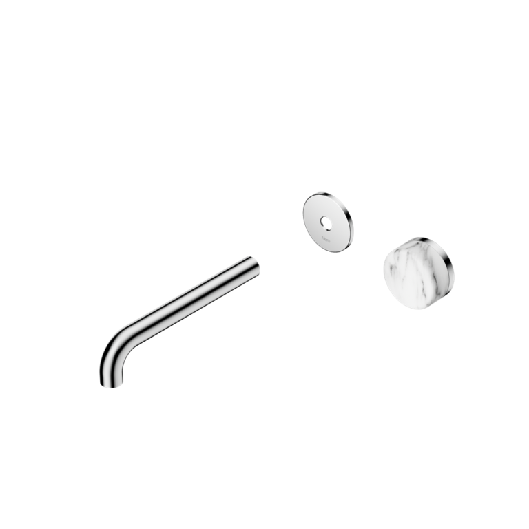 Nero Serenity Progressive Wall Basin Mixer Trim Kit 160/185/220mm - Arabescato Corchia Handle - Design 10