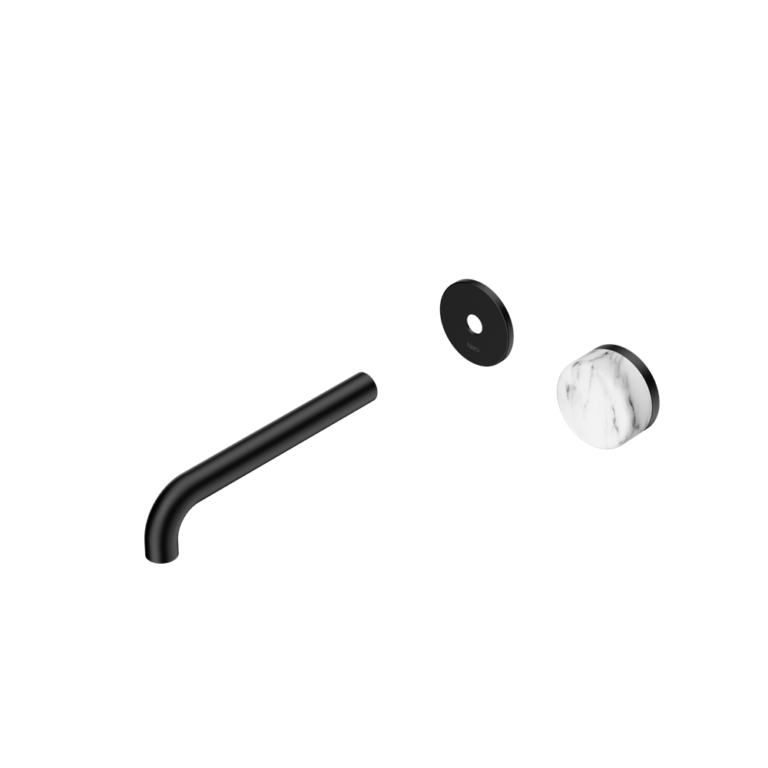 Nero Serenity Progressive Wall Basin Mixer Trim Kit 160/185/220mm - Arabescato Corchia Handle - Design 10