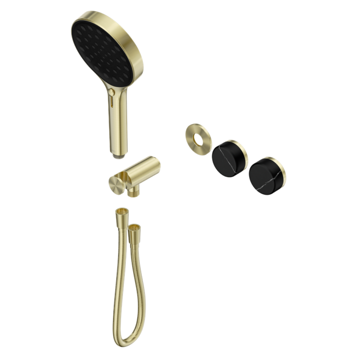 Nero Serenity Progressive Shower System Trim Kit - Marquina Black Handle & Hand Shower - Design 10