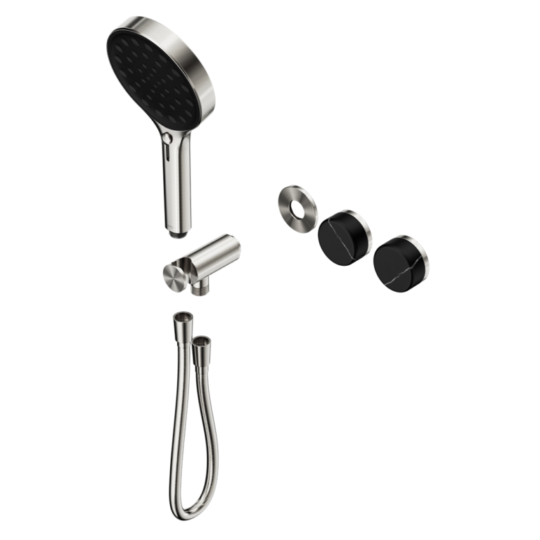 Nero Serenity Progressive Shower System Trim Kit - Marquina Black Handle & Hand Shower - Design 10