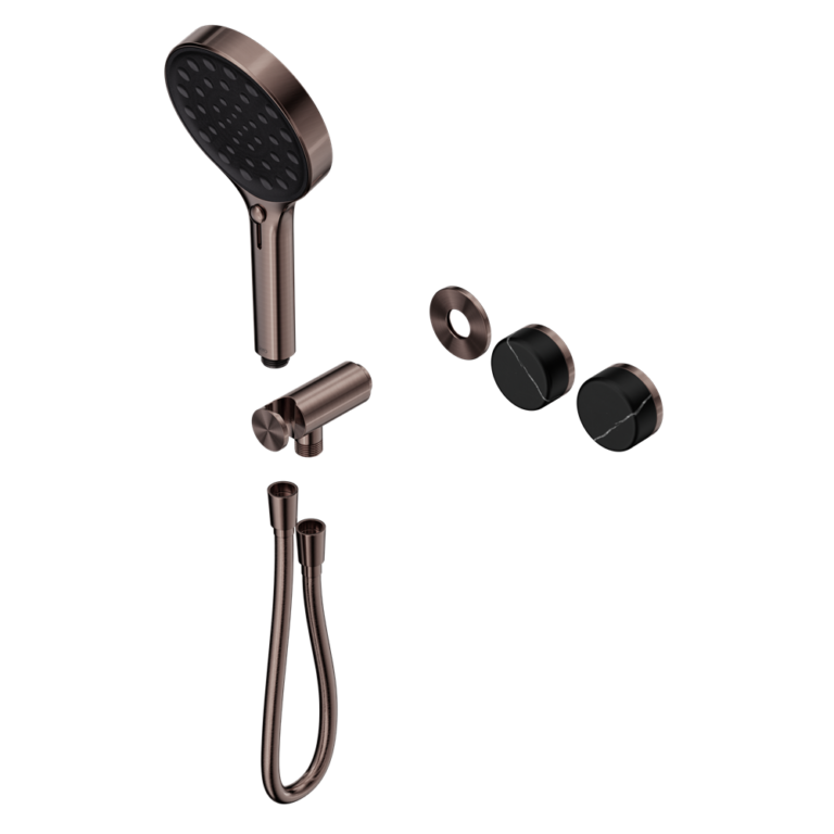 Nero Serenity Progressive Shower System Trim Kit - Marquina Black Handle & Hand Shower - Design 10