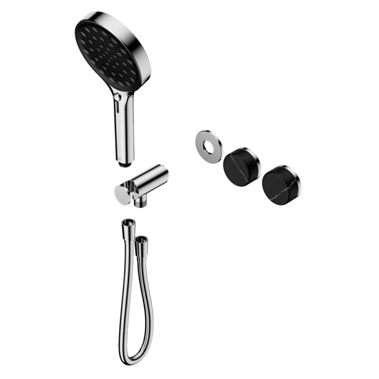Nero Serenity Progressive Shower System Trim Kit - Marquina Black Handle & Hand Shower - Design 10
