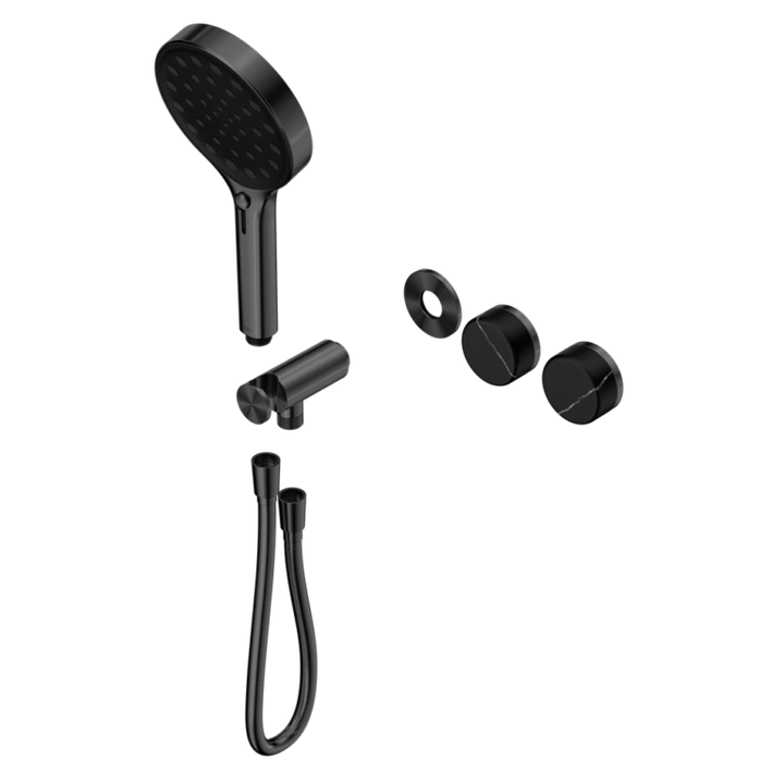 Nero Serenity Progressive Shower System Trim Kit - Marquina Black Handle & Hand Shower - Design 10