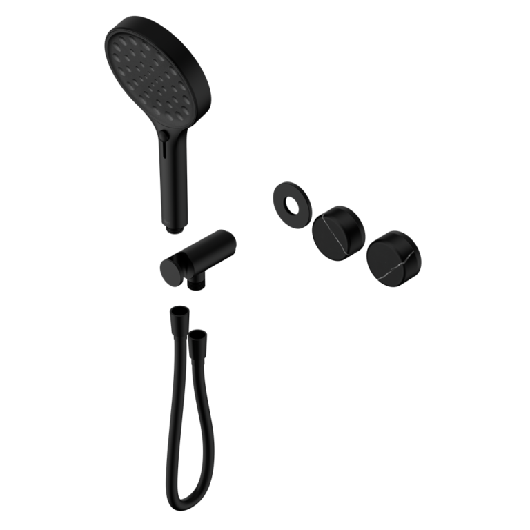 Nero Serenity Progressive Shower System Trim Kit - Marquina Black Handle & Hand Shower - Design 10