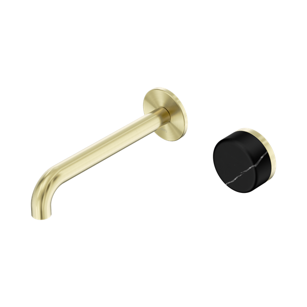 Nero Serenity Progressive Wall Basin Mixer 220mm Spout + Marquina Black Handle - Design 10