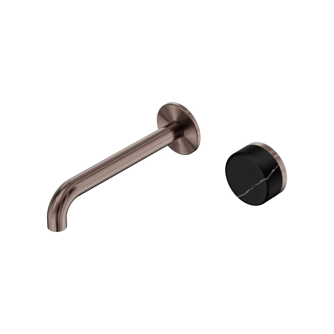 Nero Serenity Progressive Wall Basin Mixer 185mm Spout + Marquina Black Handle