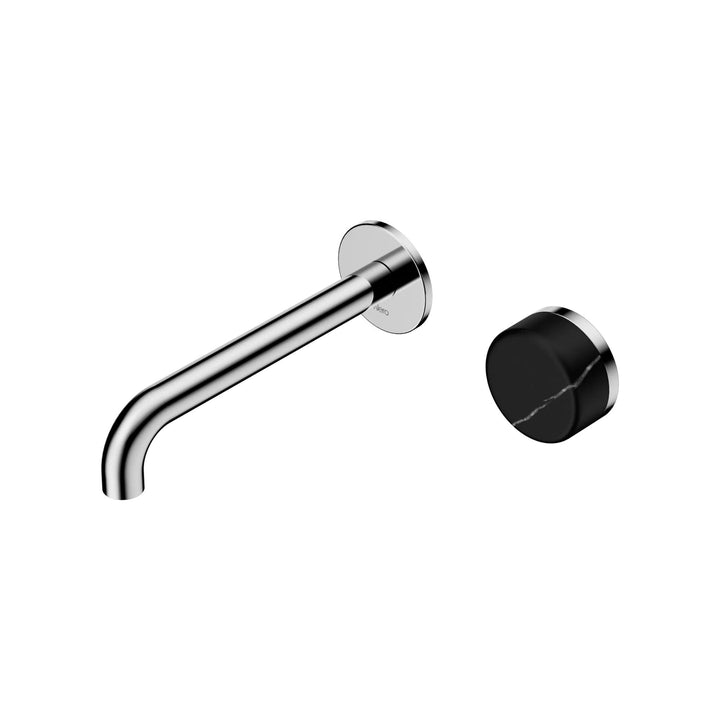 Nero Serenity Progressive Wall Basin Mixer 185mm Spout + Marquina Black Handle
