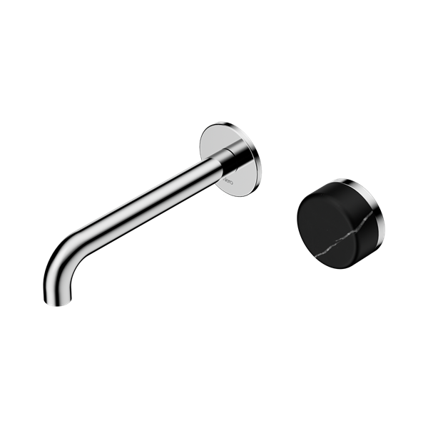 Nero Serenity Progressive Wall Basin Mixer 160mm Spout + Marquina Black Handle - Design 10