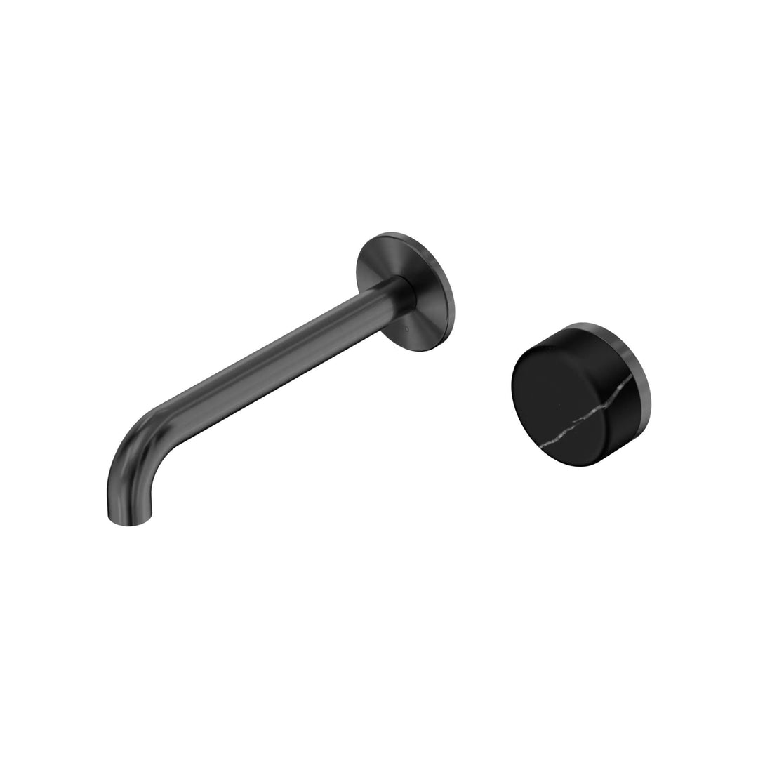 Nero Serenity Progressive Wall Basin Mixer 185mm Spout + Marquina Black Handle