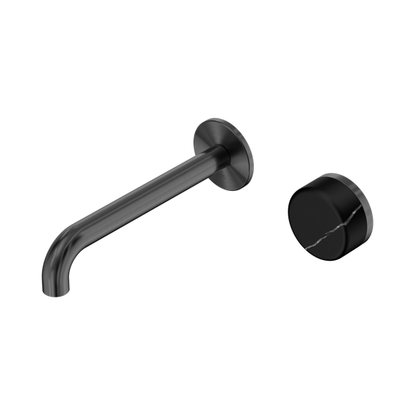 Nero Serenity Progressive Wall Basin Mixer 220mm Spout + Marquina Black Handle - Design 10