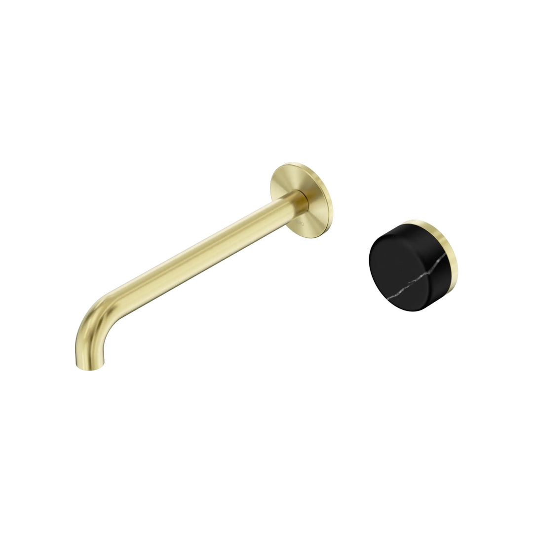 Nero Serenity Progressive Wall Basin Mixer 220mm Spout + Marquina Black Handle