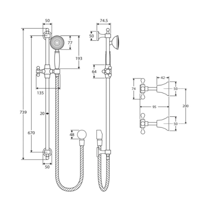 Fienza LILLIAN Rail Shower Set