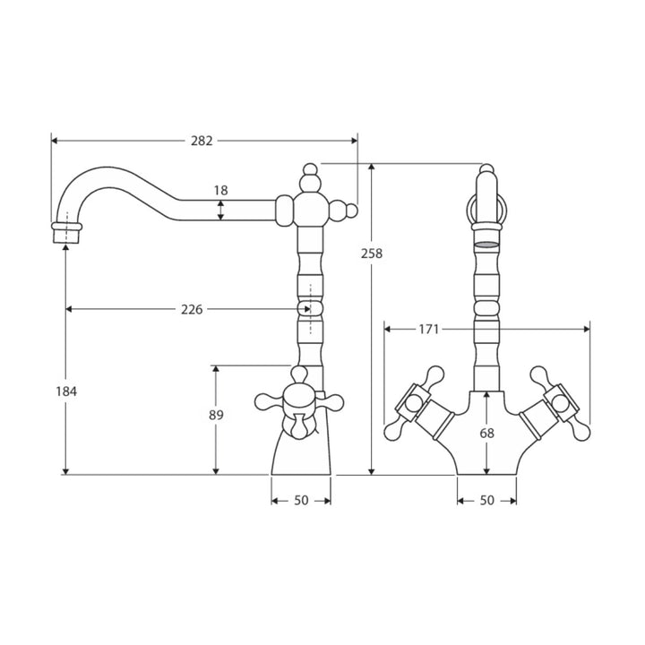 Fienza LILLIAN Shepherds Crook Kitchen Sink Mixer