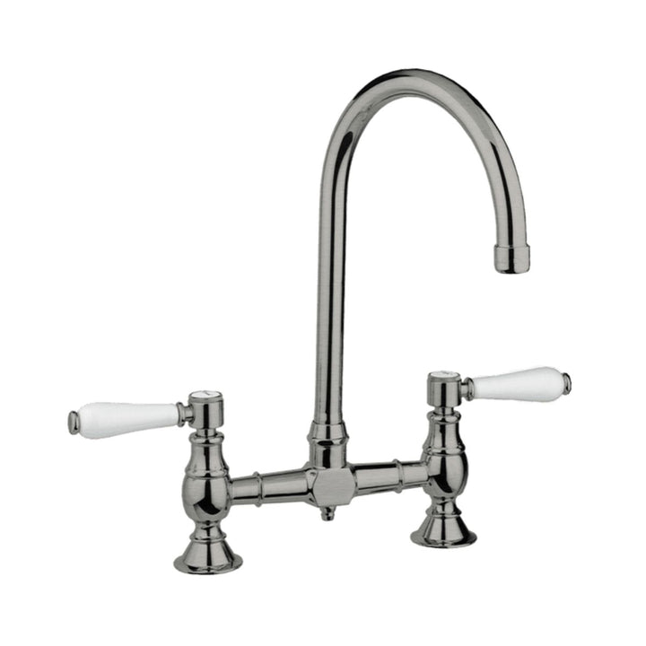 Abey Provincial exposed breach kitchen sink mixer in lead-free brushed nickel finish