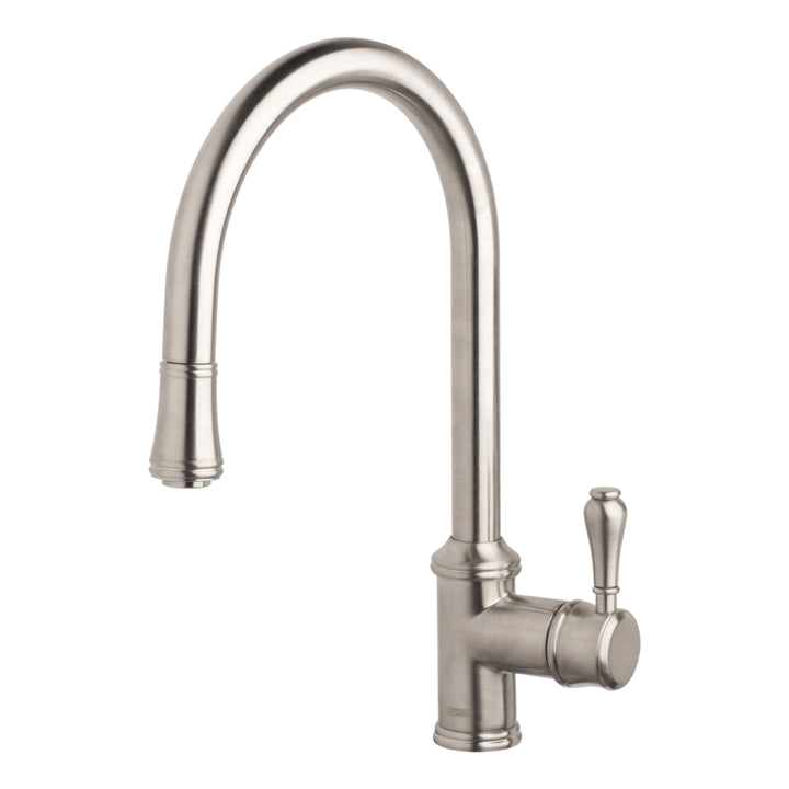 Abey Provincial Single Lever Pull Out Kitchen Sink Mixer Lead Free Brushed Nickel