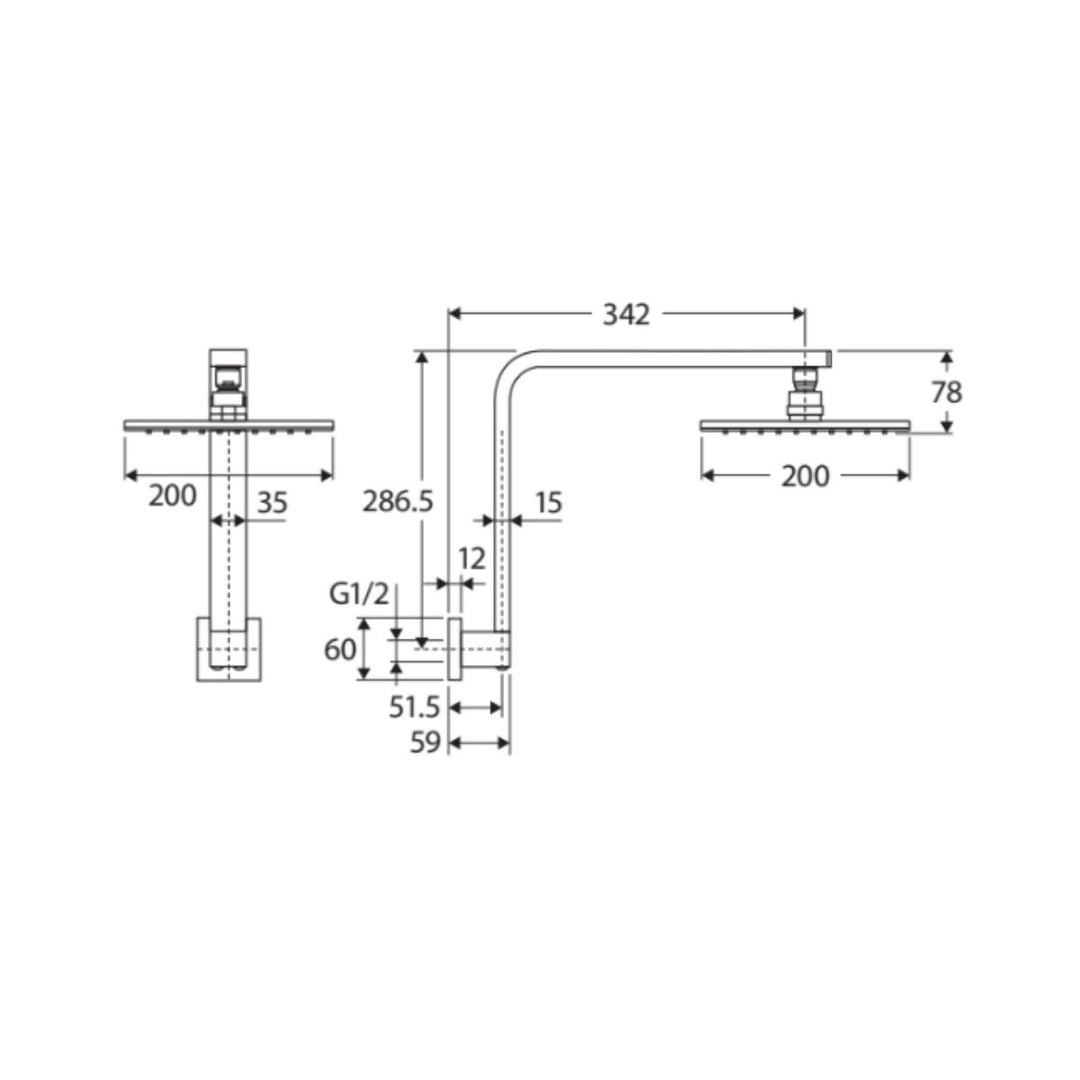 Fienza Hustle Square Gooseneck Shower Arm Set