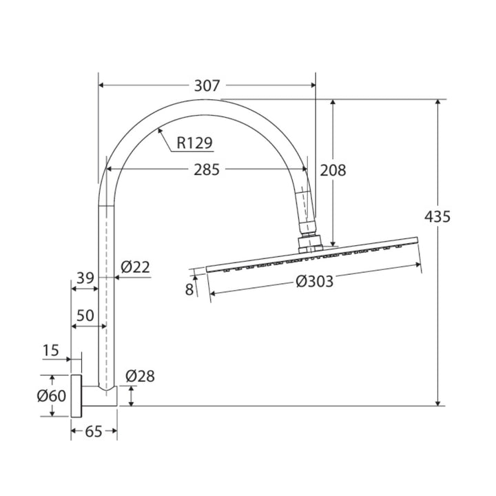 Fienza Empire Slim Curved Shower Arm Set