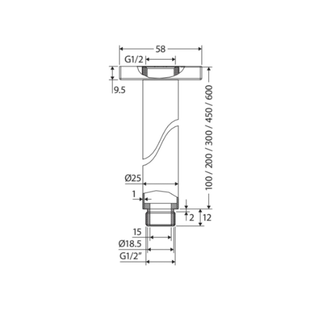 Fienza Round Ceiling Dropper Shower Arm