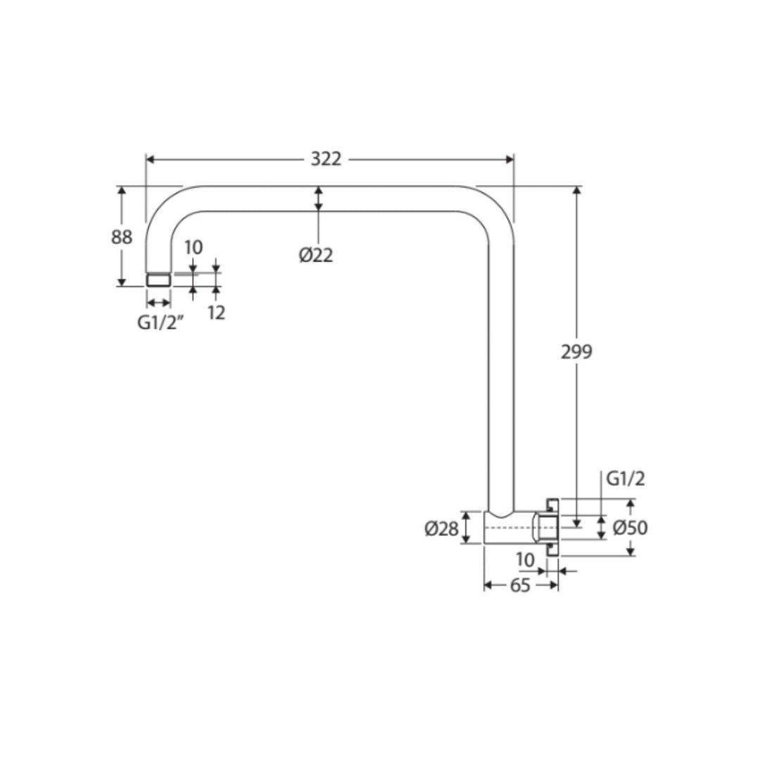 Fienza Round Fixed Gooseneck Shower Arm