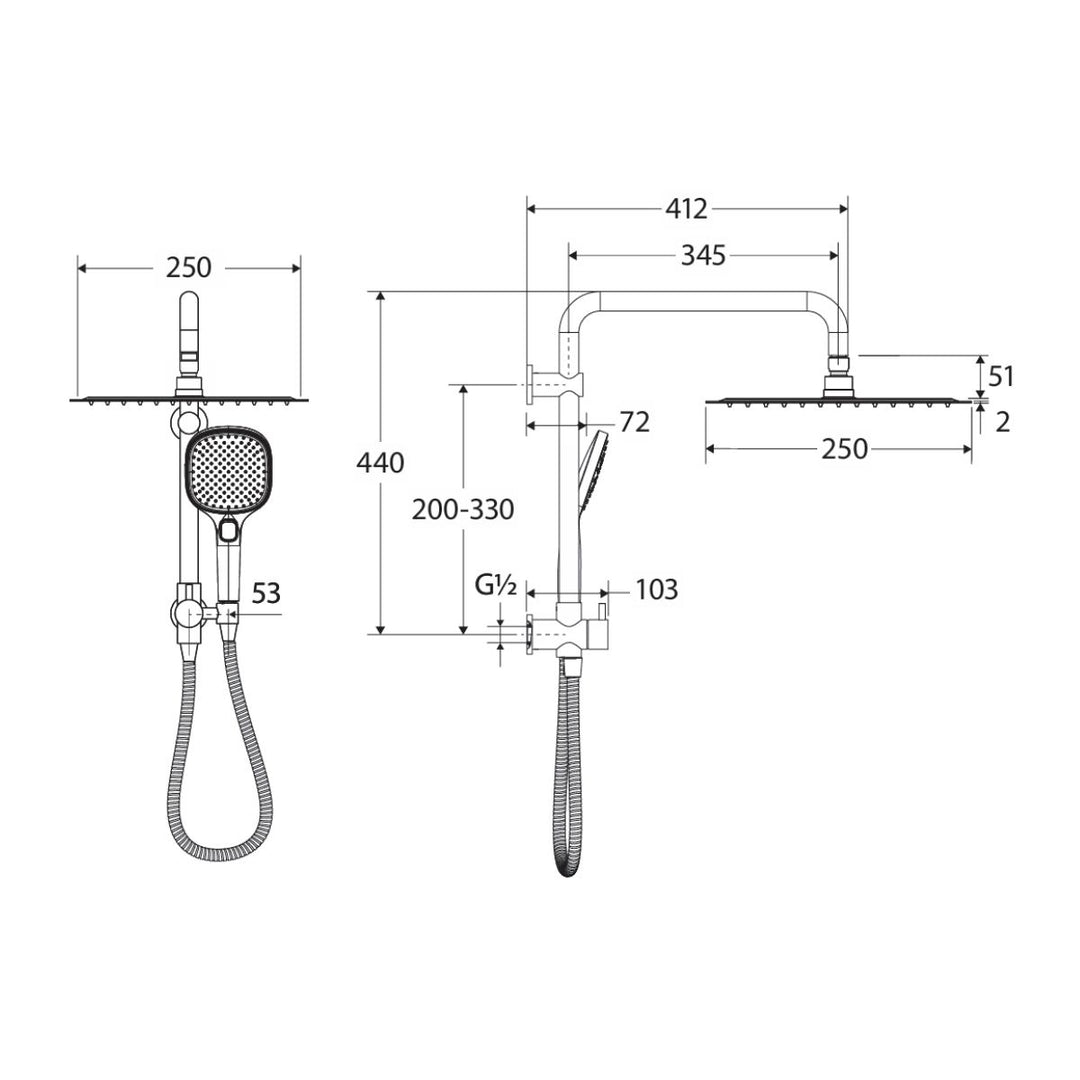 Fienza Koko Twin Half Rail Shower