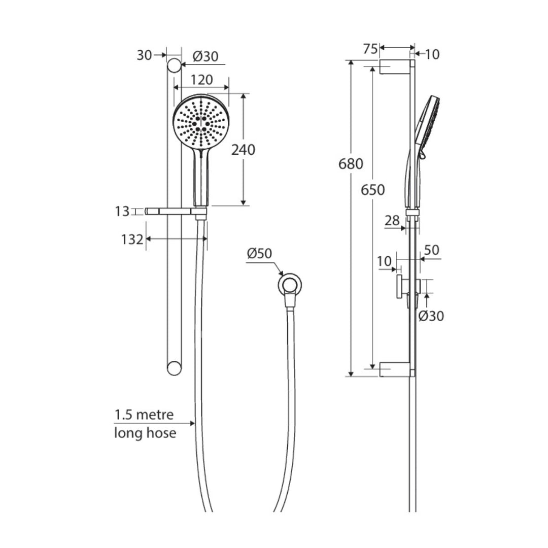 Fienza Empire Slim Rail Shower