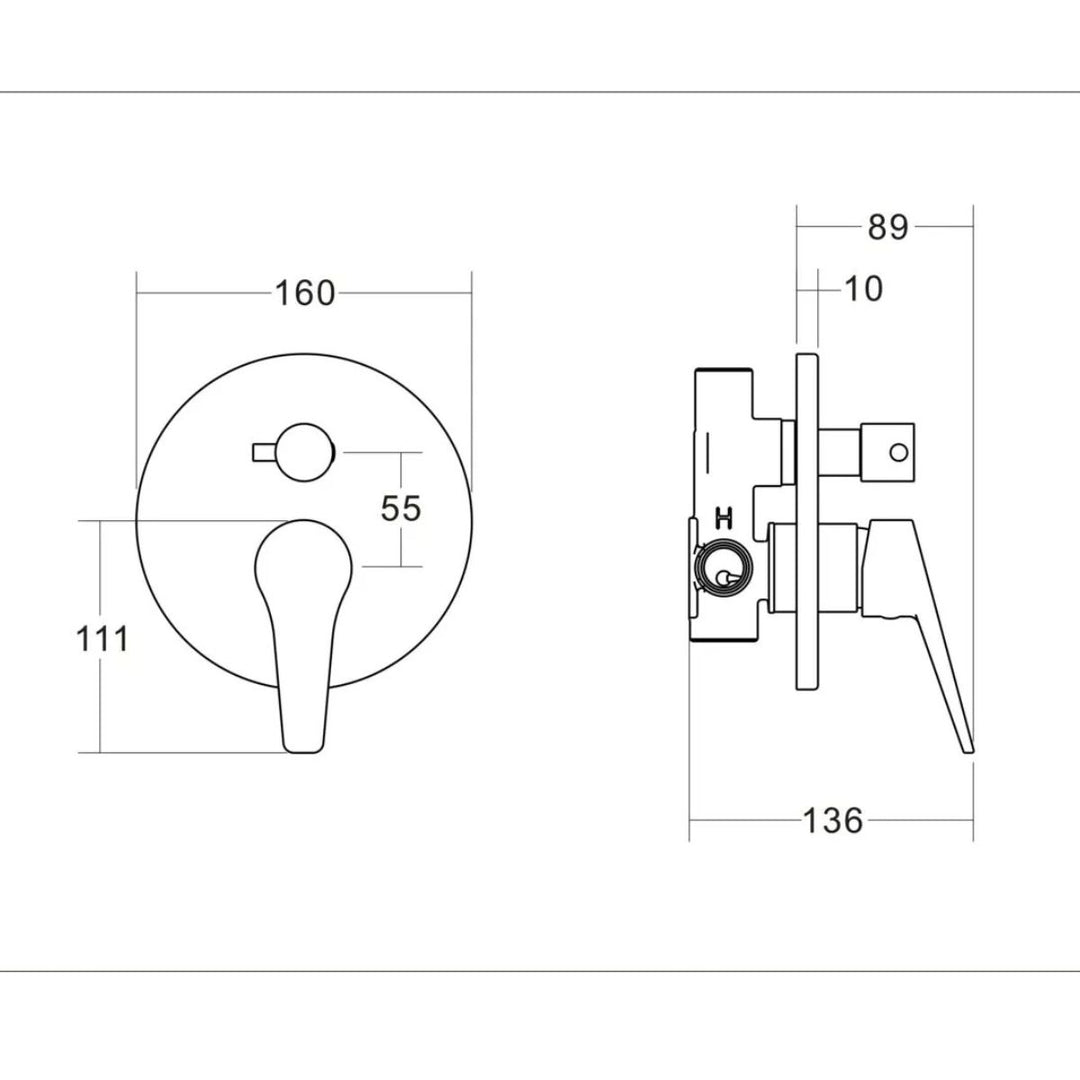 Alder FLEX Rotary Shower Bath Diverter Mixer (Trim Kit)