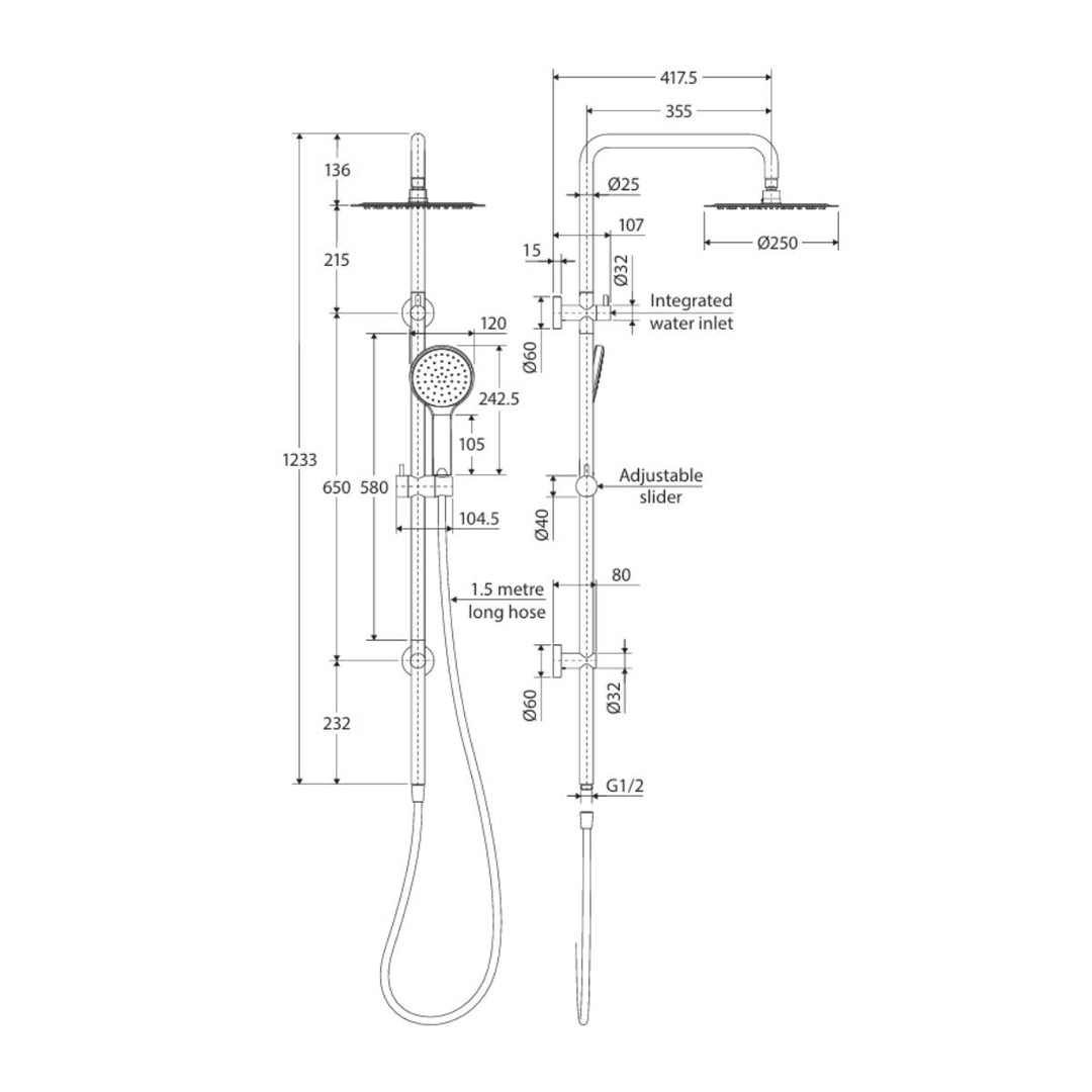 Fienza KAYA Twin Rail Shower