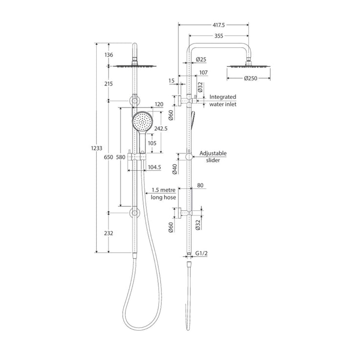 Fienza KAYA Twin Rail Shower