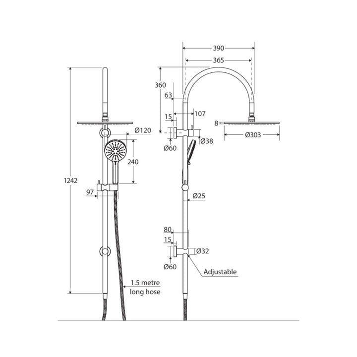 Fienza Empire Slim Curved Twin Shower