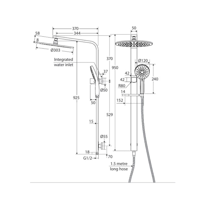 Fienza Empire Slim Deluxe Stainless Steel Twin Shower