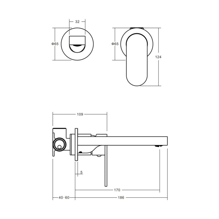 Vito Bertoni KALI2 170mm Wall Basin/Bath Mixer Set Lead Free (Complete Kit)