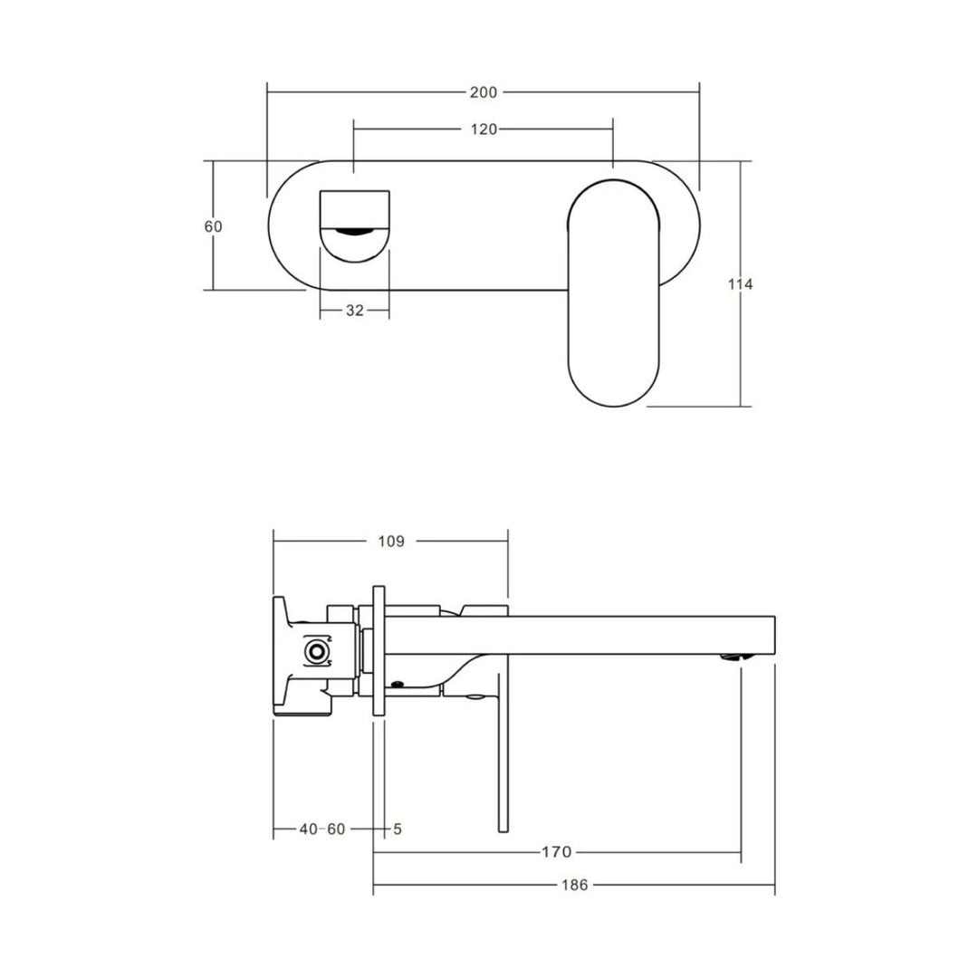 Vito Bertoni KALI2 170mm Backplate Wall Basin/Bath Mixer Set Lead Free (Complete Kit)
