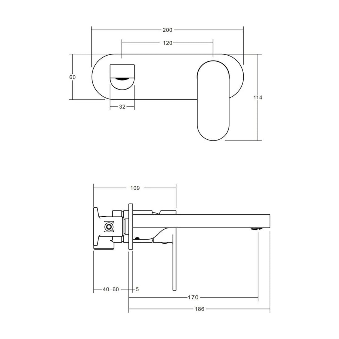 Vito Bertoni KALI2 220mm Backplate Wall Basin/Bath Mixer Set Lead Free (Complete Kit)