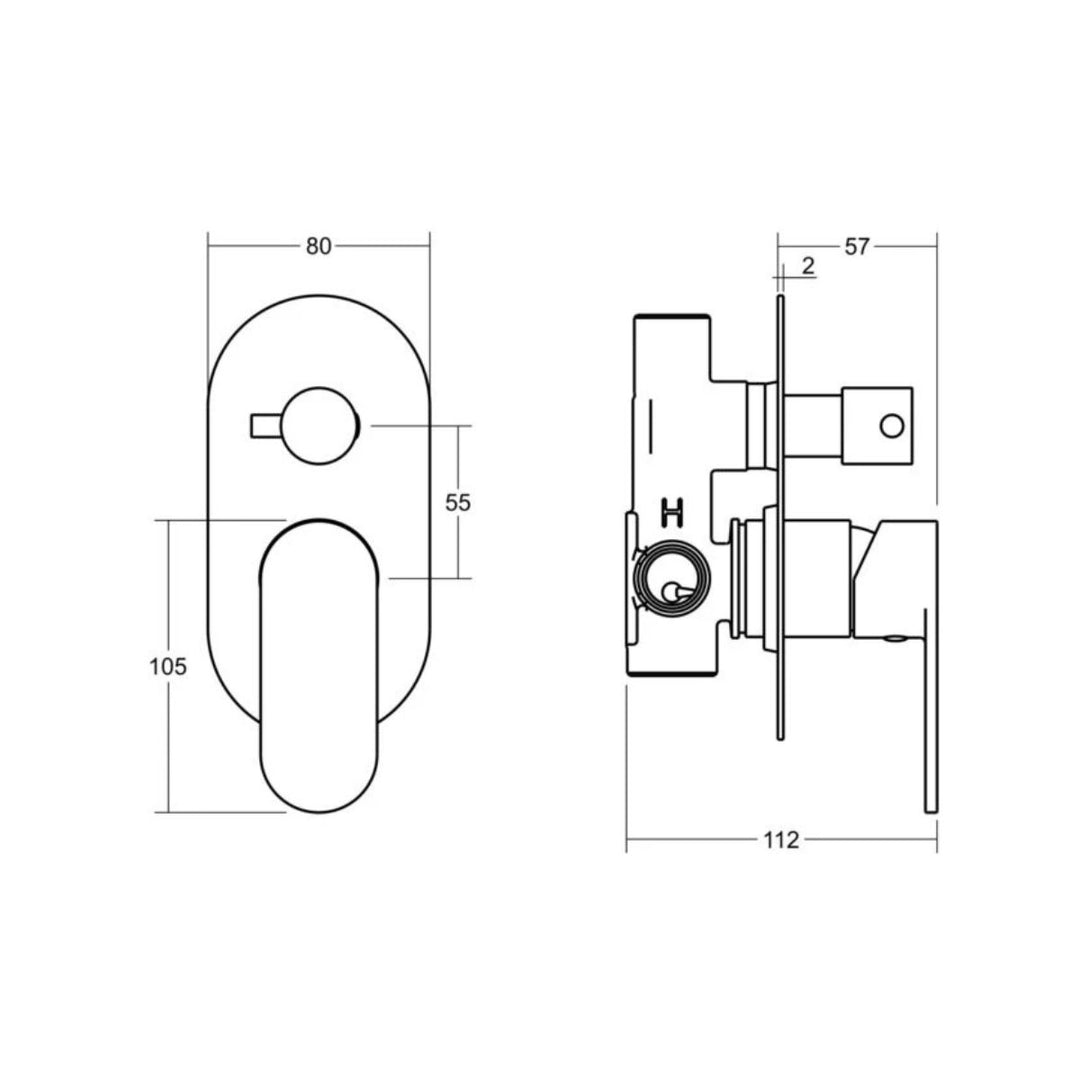 Vito Bertoni KALI2 Shower Bath Rotary Diverter Mixer (Complete Kit)