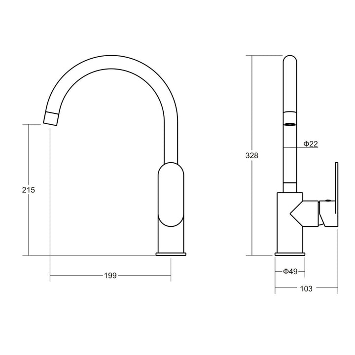 Vito Bertoni KALI2 Gooseneck Sink Mixer Lead Free