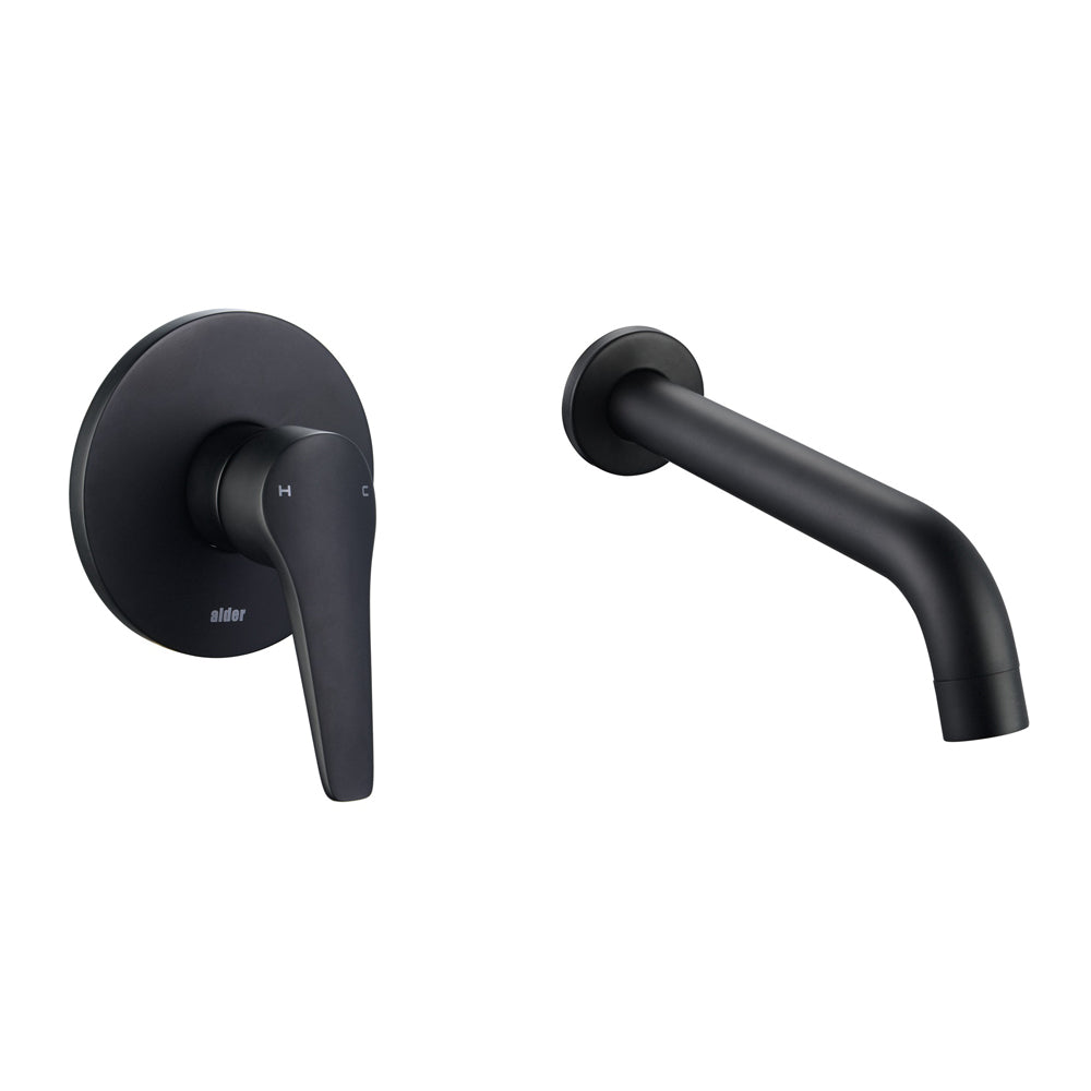 Alder SOHO Wall Basin/Bath Mixer Set 220mm - Lead Free Matte Black