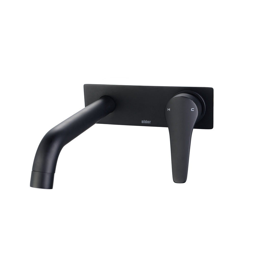 Alder SOHO Wall Basin/Bath Mixer Set Backplate 220mm - Lead Free Matte Black