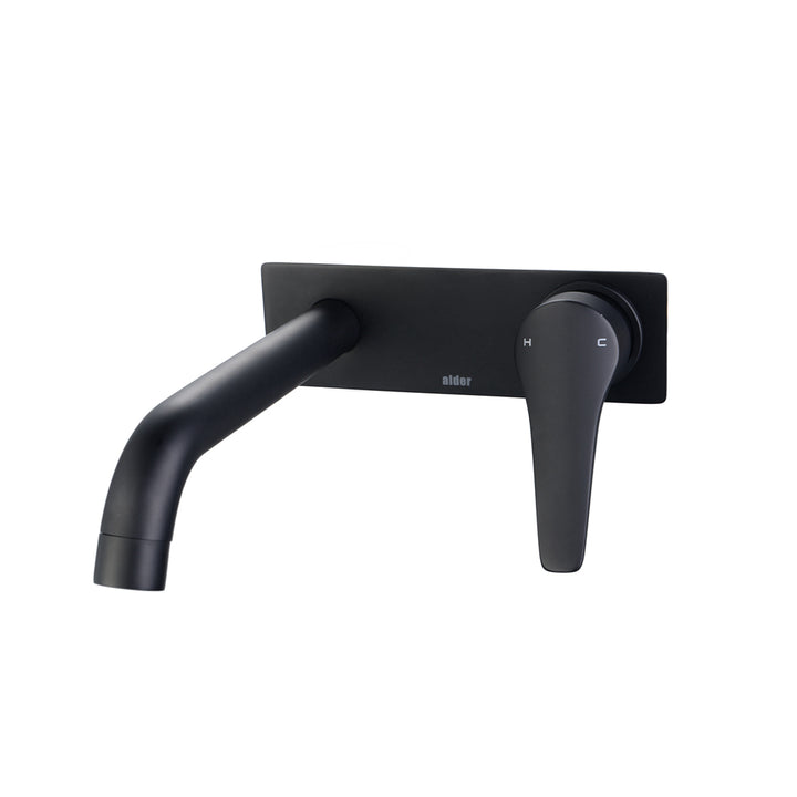 Alder SOHO Wall Basin/Bath Mixer Set Backplate 220mm - Lead Free Matte Black
