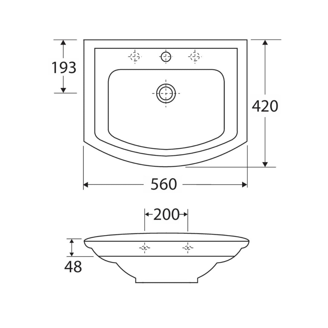 Fienza Rak Washington Wall-Hung Basin Overflow 560mm x 420mm