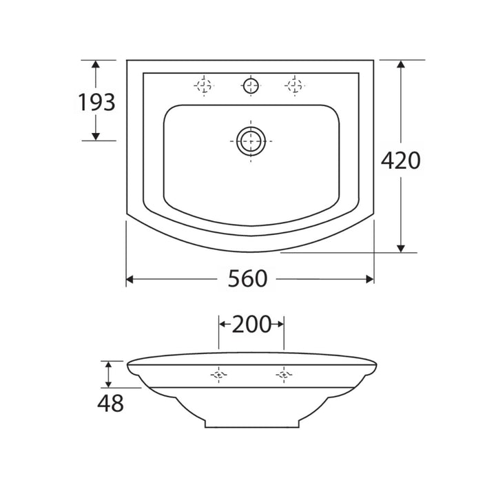 Fienza Rak Washington Wall-Hung Basin Overflow 560mm x 420mm